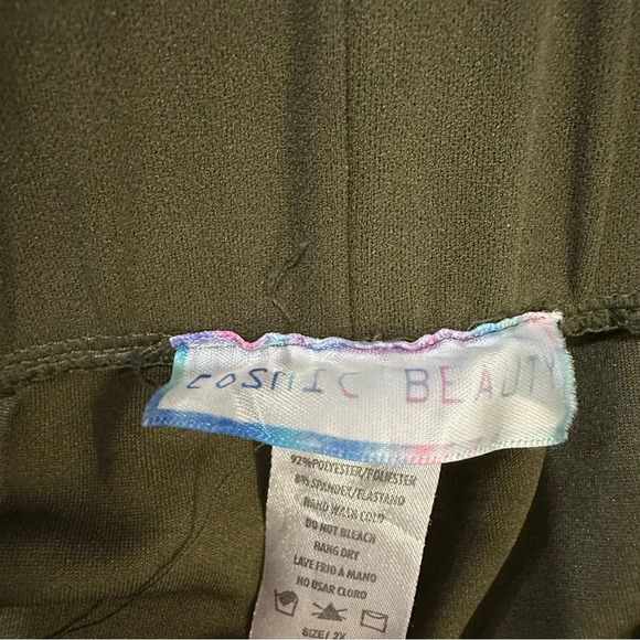 Cosmic Beauty Women’s Dark Green Paperbag Ruffle High Waist Tie Pants Sz 2X GUC - Picture 5 of 7